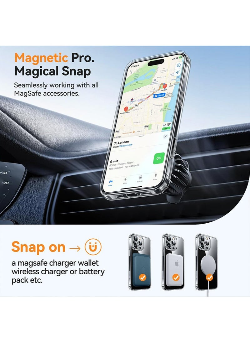 SNBFA فون 16 برو ماكس المغناطيسي آمنة شفافة [ N52 أقوى المغناطيس ] [ صدمة حماية الصف العسكري ] أصفر المضادة للخدش ، رقيقة جدا ، تنطبق على اي فون 16 برو ماكس 6.9 بوصة المغناطيسي آمنة غطاء شفاف - Image 4