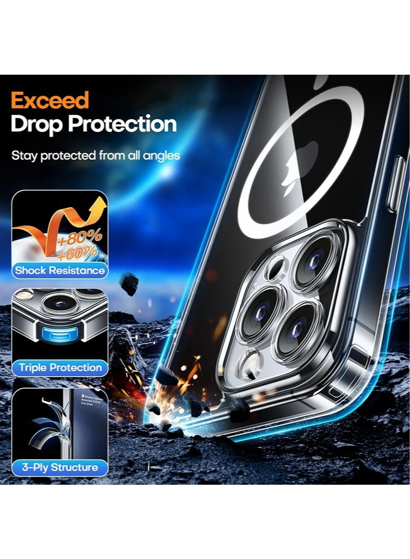 SNBFA فون 16 برو ماكس المغناطيسي آمنة شفافة [ N52 أقوى المغناطيس ] [ صدمة حماية الصف العسكري ] أصفر المضادة للخدش ، رقيقة جدا ، تنطبق على اي فون 16 برو ماكس 6.9 بوصة المغناطيسي آمنة غطاء شفاف - Image 3