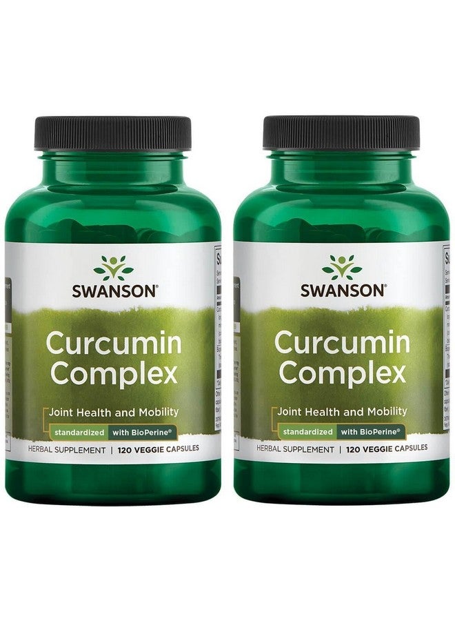 Swanson Curcumin Complex - Herbal Supplement Supporting Joint Health, Mobility & Physical Function - Standardized with BioPerine for Maximum Absorption - (120 Veggie Capsules) (2 Pack)
