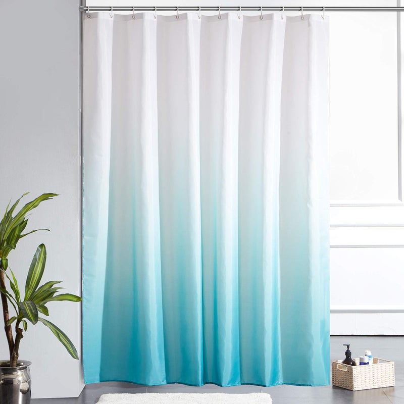Gradient Digital Print Waterproof Shower Curtain Lake Blue 