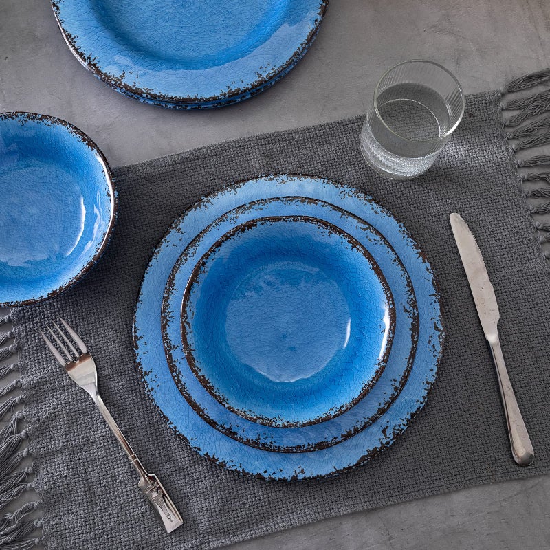 LEHAHA 12 Piece Melamine Dinnerware Set BPA Free Farmhouse Outdoor Dishes Set for 4  A Light Weight and Unbreakable Rustic Plate Bowl Set for Patio  RV and Camping - Image 4