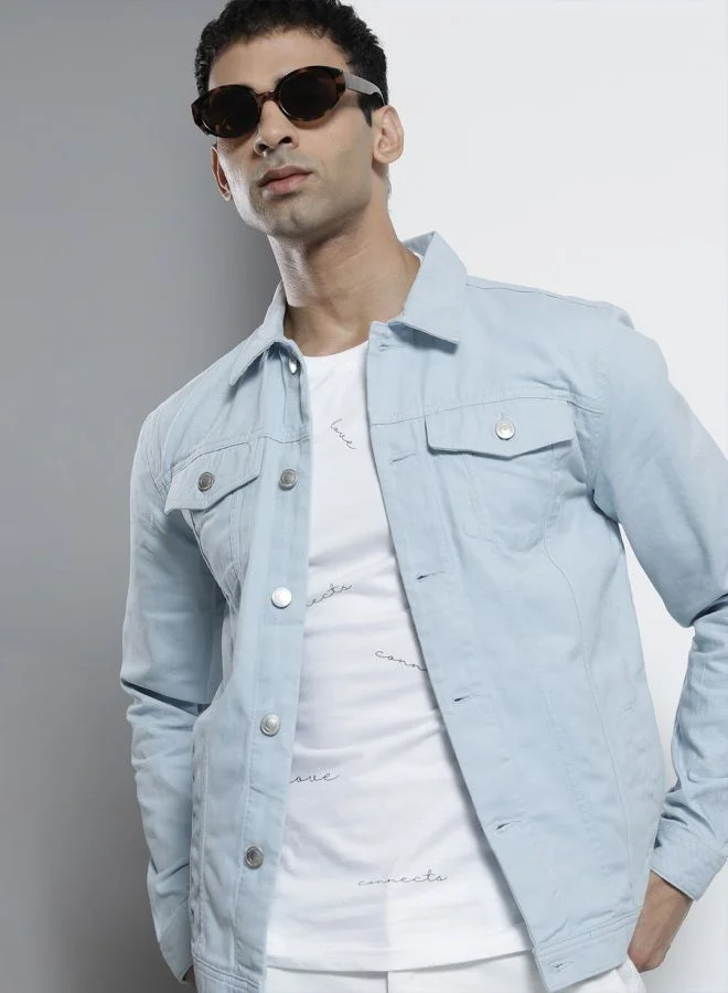 ذا انديان كراج كو The Indian Garage Co Men Slim Fit Solid Round Neck Long Sleeves Jacket