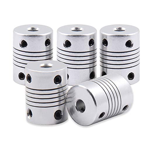 Saipor Saiper Flexible Couplings 5mm to 6mm (5pcs) Aluminum Alloy Joint Connector Compatible with NEMA 17 Stepper Motors, RepRap 3D Printer or CNC Machine, 3D Printer Accessories - Image 1