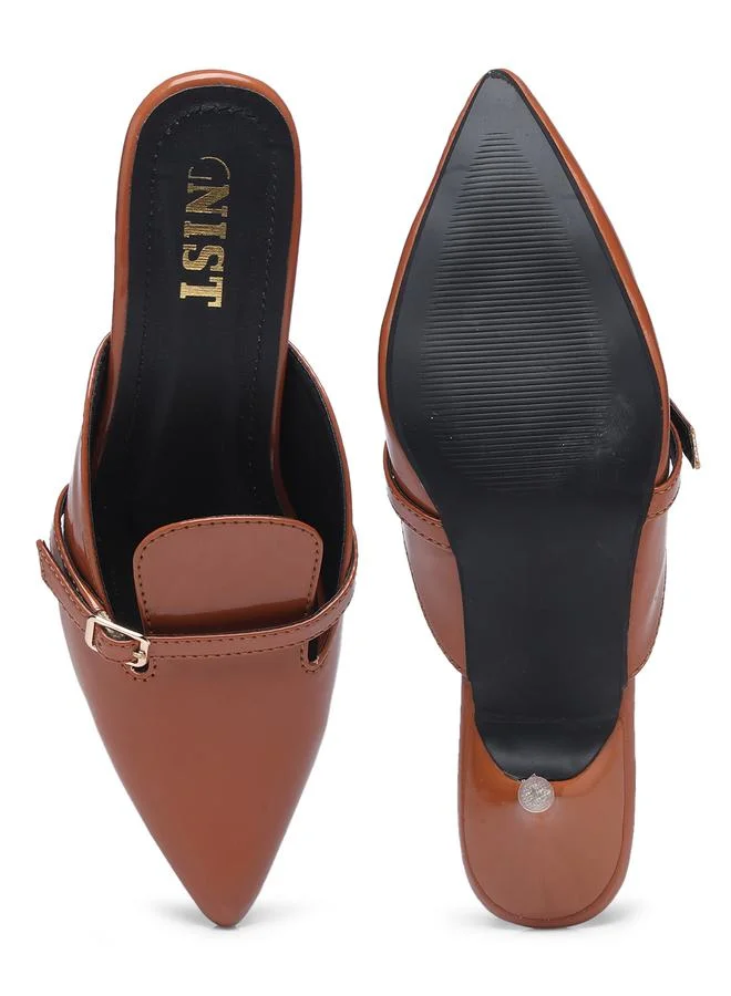 GNIST GNIST Buckle Detail Pointed Toe Kitten Heel Mules