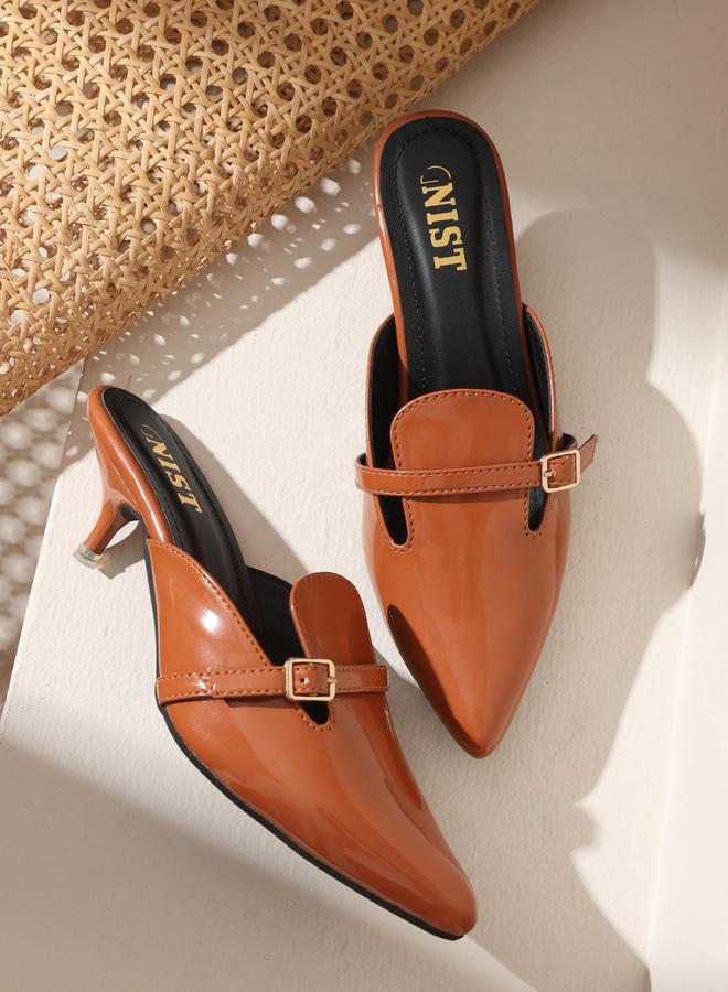 GNIST GNIST Buckle Detail Pointed Toe Kitten Heel Mules  - Image 1