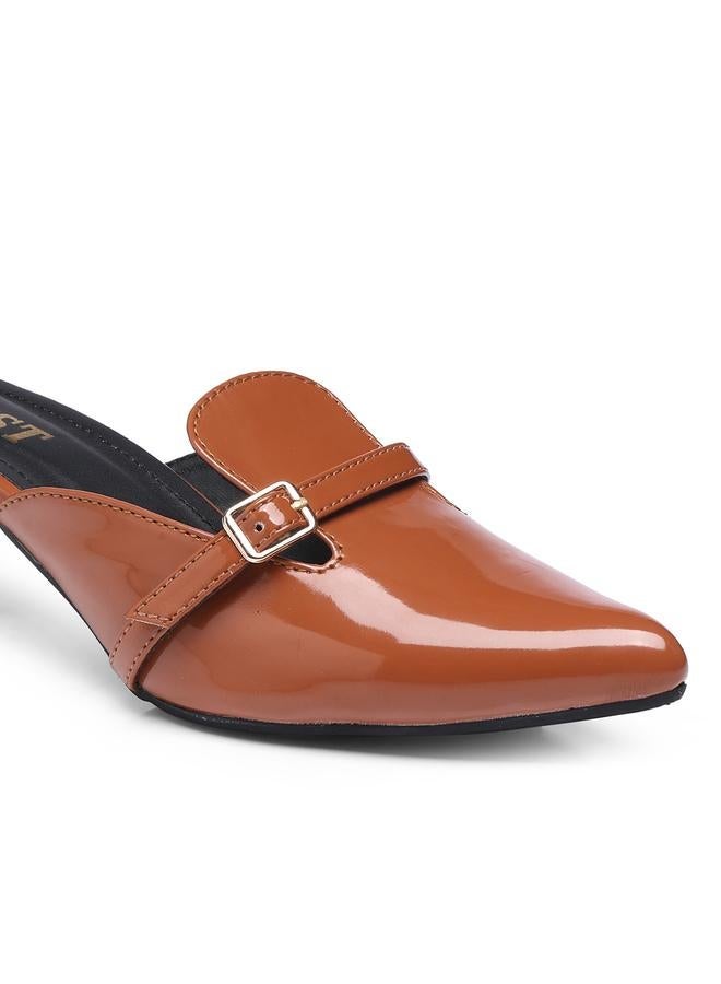 GNIST Buckle Detail Pointed Toe Kitten Heel Mules - Image 3