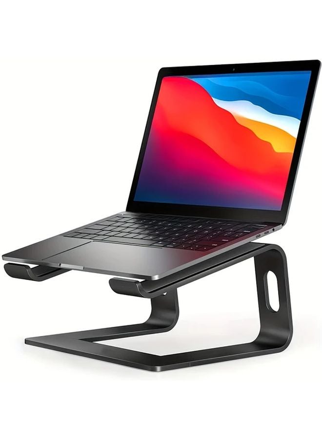 Black Ergonomic Aluminum Laptop Stand Adjustable Height For 13 15 Inch Notebooks - Image 1
