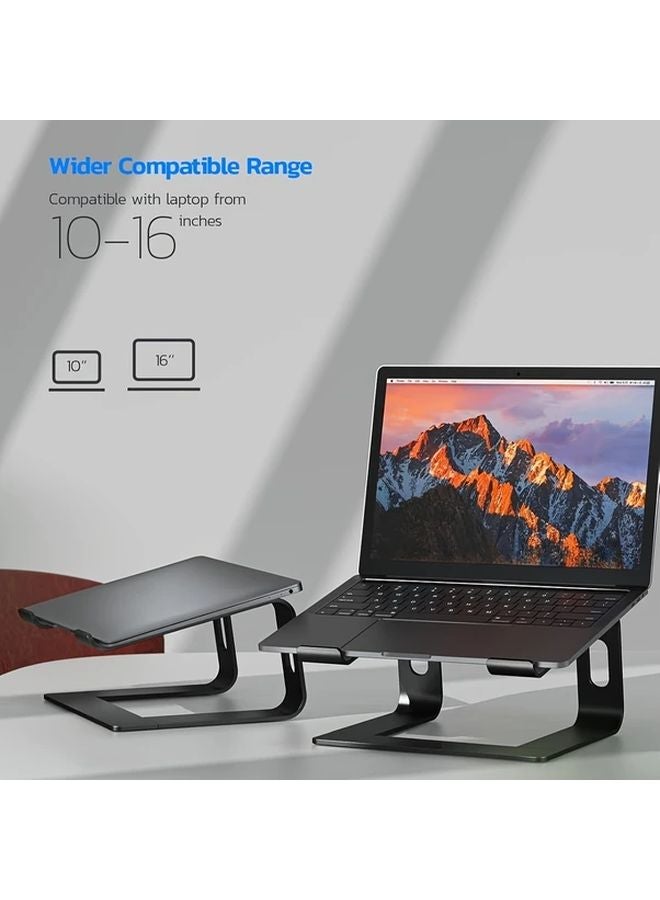 Black Ergonomic Aluminum Laptop Stand Adjustable Height For 13 15 Inch Notebooks - Image 4