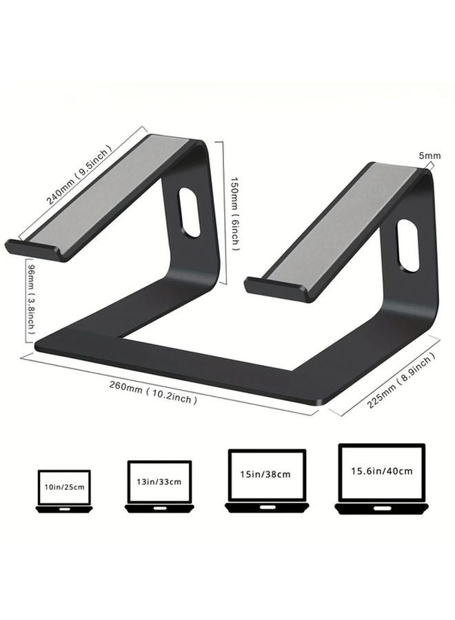 Black Ergonomic Aluminum Laptop Stand Adjustable Height For 13 15 Inch Notebooks - Image 2