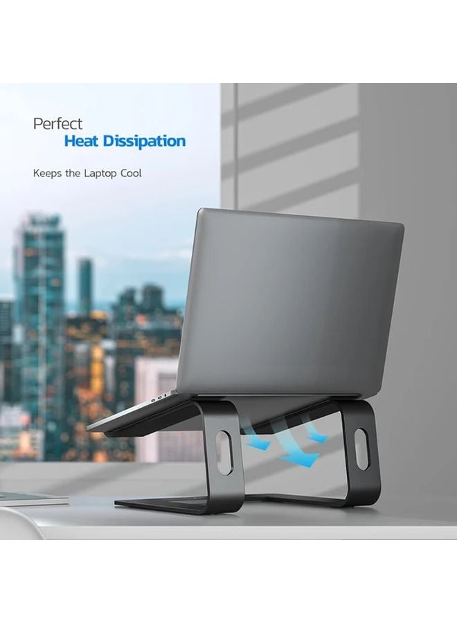 Black Ergonomic Aluminum Laptop Stand Adjustable Height For 13 15 Inch Notebooks - Image 5