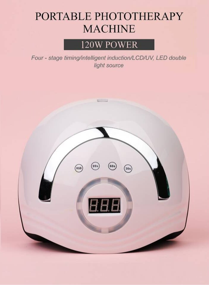 UV Nail Dryer Lamp for Gel Nails, 120W Nail Polish Dryer with 4 Timer 10/30/60/99 Seconds, with IR Sensor/LCD Display, Professional Nail Dryer for All Nail Polishes - Image 5