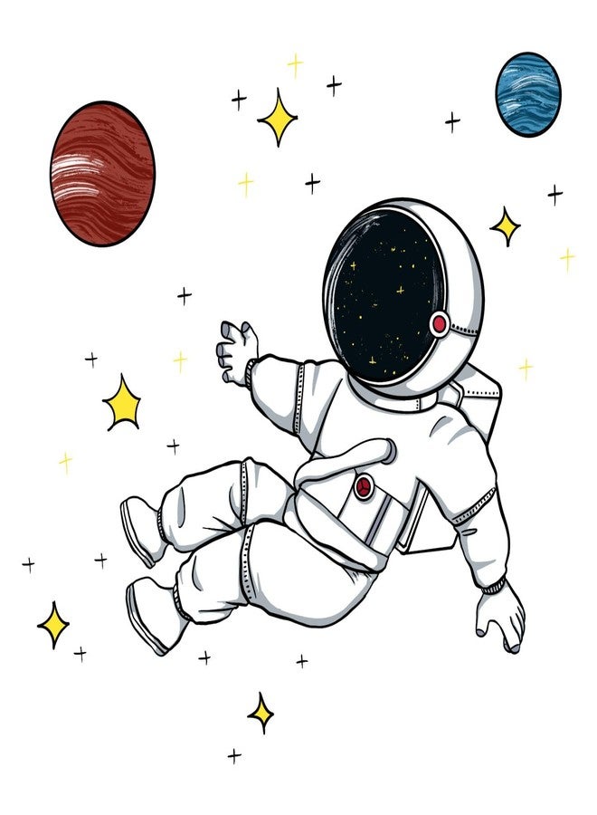 Sticker Yard Astronaut in Space Wall Decor for Kids Room, Hall, Kitchen, Living Room, Bedroom - Vinyl Multicolor (Standard Size 66X55Cm) - Image 2