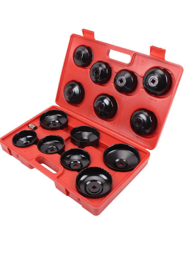 Oil filter Wrench 14 Piece Black | Sturdy Steel Oil Filter Socket, Oil Filter Socket, Low Profile Oil Filter Socket Set For Easy Access, Oil Filter Wrench Cap Set w/Case - Image 2