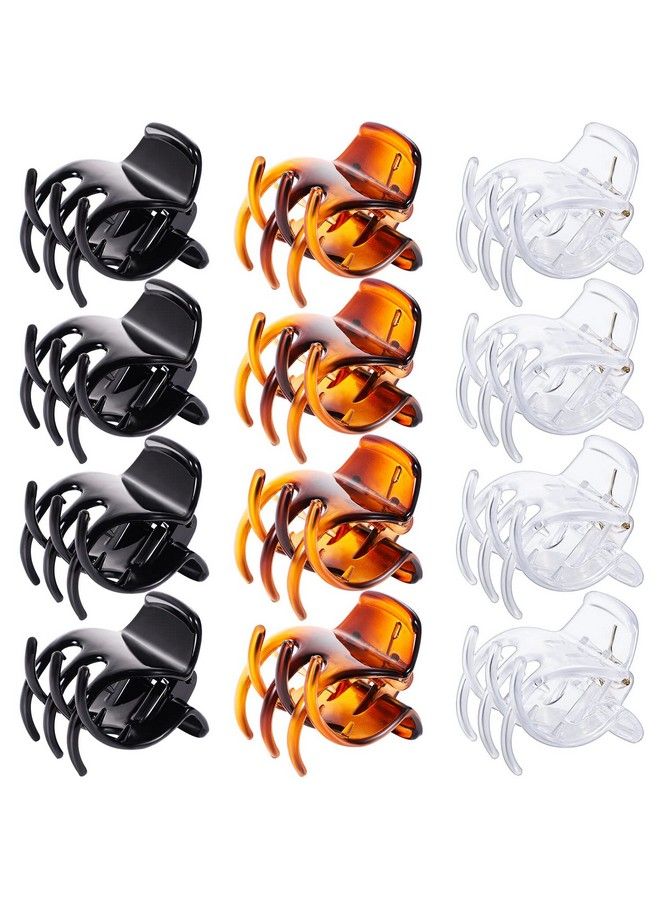 SUMAJU 12 Pcs Hair Claw Clips 1.3 Inch Medium Hair Clips Noslip Grip Jaw Clips Claw Clips For Women And Girls (Black Brownclear) - Image 2