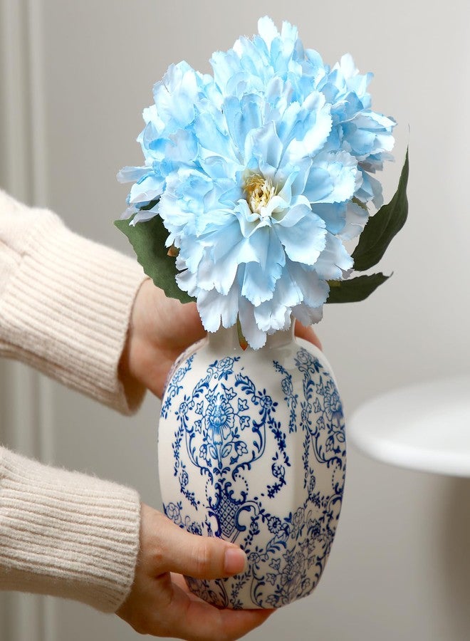 AceOrbit Set of 2 Vintage Blue and White Ceramic Chinoiserie Vase, 9.5'' and 6'' Porcelain Decorative Floral Vase for Centerpiece, Chinoiserie Decor for Table, Living Room, Bathroom, Shelf, Office - Image 5