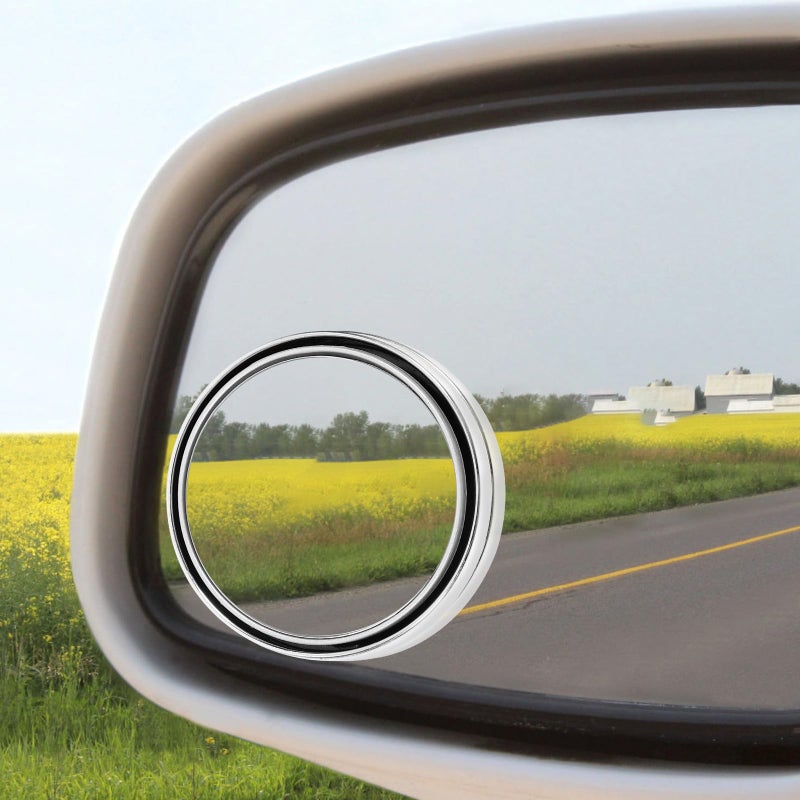 360 Degree Adjustable Wide Angle Blind Spot Mirrors 2Pcs Silver Frame for Cars SUVs Trucks - Image 4