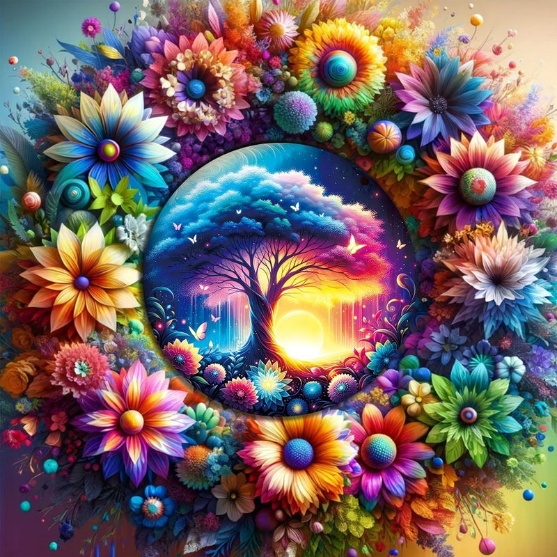 mrpwnle Tree of Life Diamond Painting Kits for Adults 5D Tree of Life Diamond Art Kits for Beginners DIY Flowers Diamond Art Painting Crafts Great for Decor Home Gifts 12X12Inch - Image 3