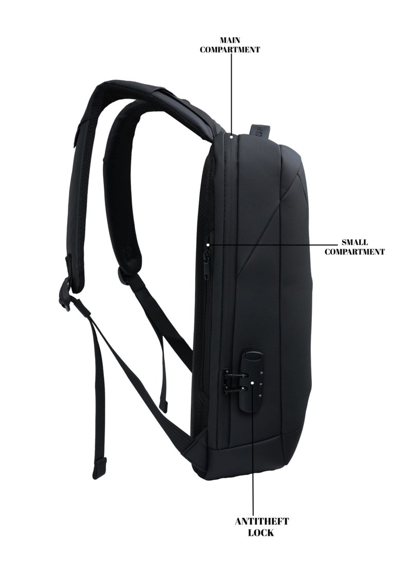 President Unisex slim Backpack durable premium with TSA Lock and USB port water-resistant shoulder daypack for office business travel college school,( Black ) BPP22188 - Image 2