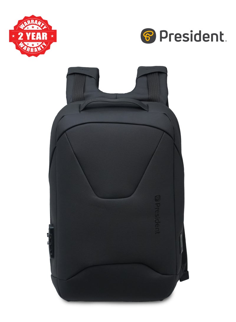 President Unisex slim Backpack durable premium with TSA Lock and USB port water-resistant shoulder daypack for office business travel college school,( Black ) BPP22188 - Image 1