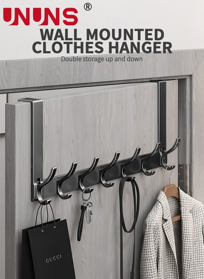 UNUNS Over The Door Hooks,7 Hooks Sturdy Door Hanger,Heavy Duty Easy to Install,for Bathroom,Bedroom,Kitchen,Hanging Towels,Coats,Black - Image 2