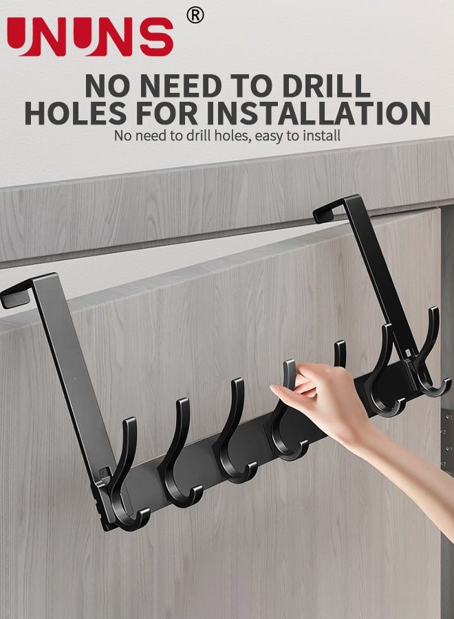 UNUNS Over The Door Hooks,7 Hooks Sturdy Door Hanger,Heavy Duty Easy to Install,for Bathroom,Bedroom,Kitchen,Hanging Towels,Coats,Black - Image 4