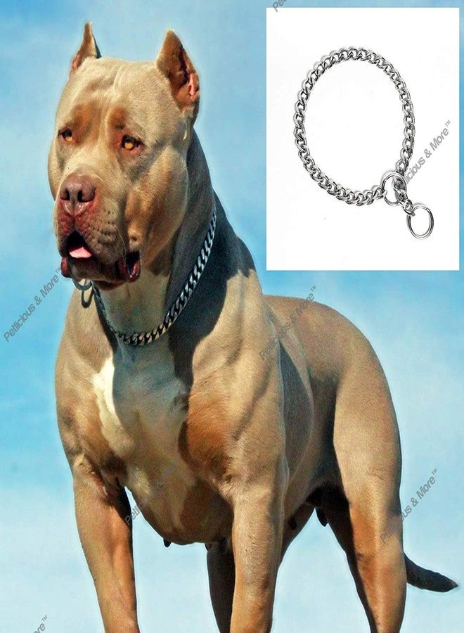 Petlicious & More Dog's Chrome Plated Diamond Cut Training Choke Chain Collars (22 Inch Collar/2 cm Thick) - Image 1