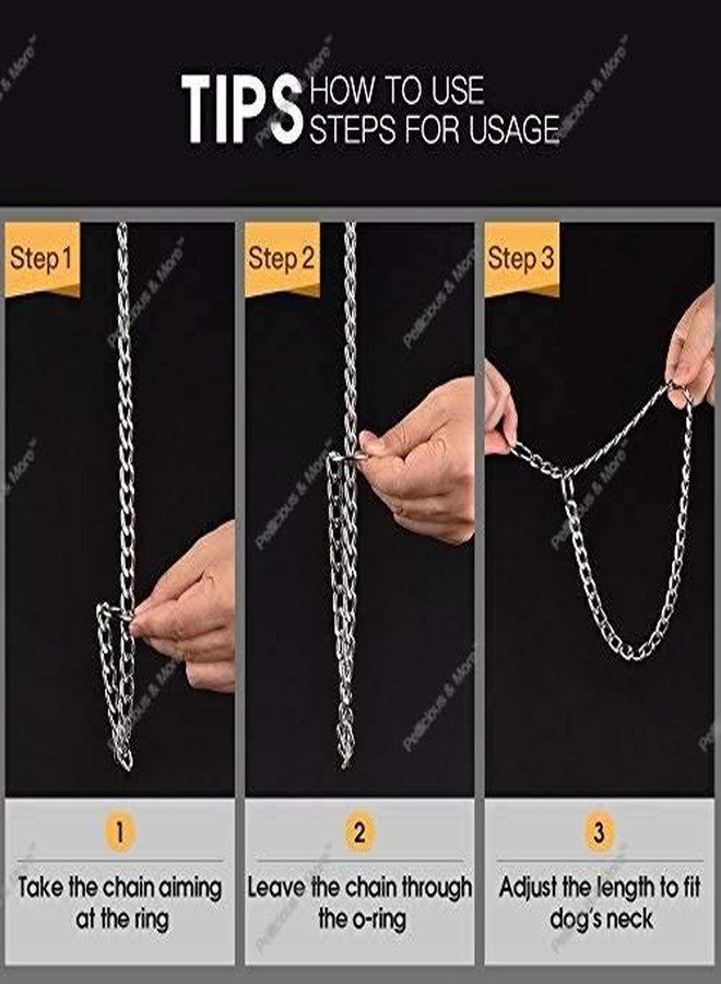 Petlicious & More Dog's Chrome Plated Diamond Cut Training Choke Chain Collars (22 Inch Collar/2 cm Thick) - Image 3