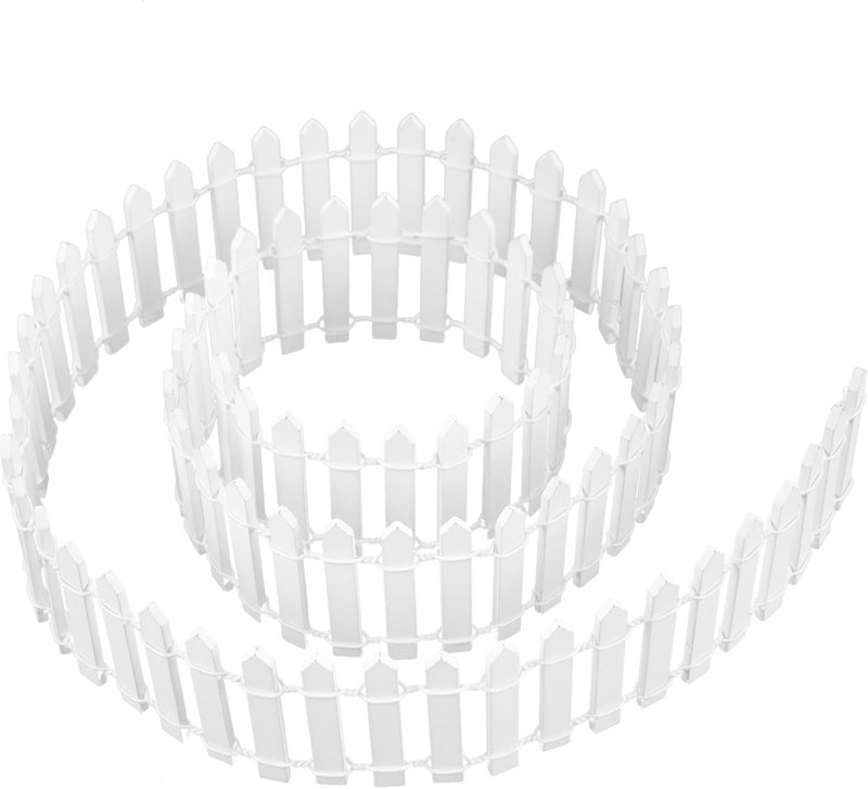 Prsildan 40 Inches Miniature Fairy Garden Fence, DIY Wood Picket Fence Mini Ornament for Dollhouse - Image 1