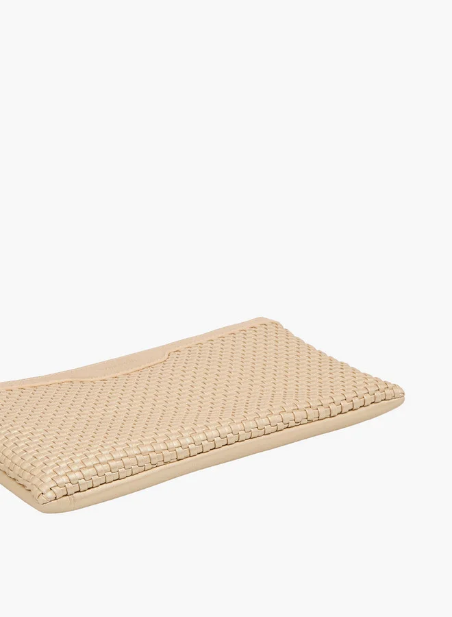 Flora Bella By Shoexpress Textured Pouch with Zip Closure