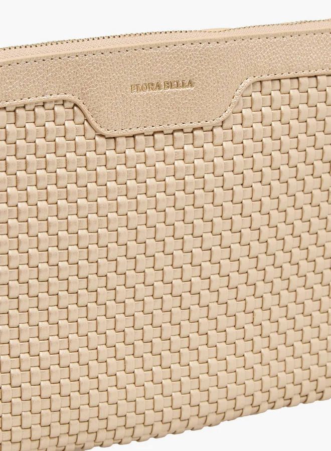 Flora Bella By Shoexpress Textured Pouch with Zip Closure