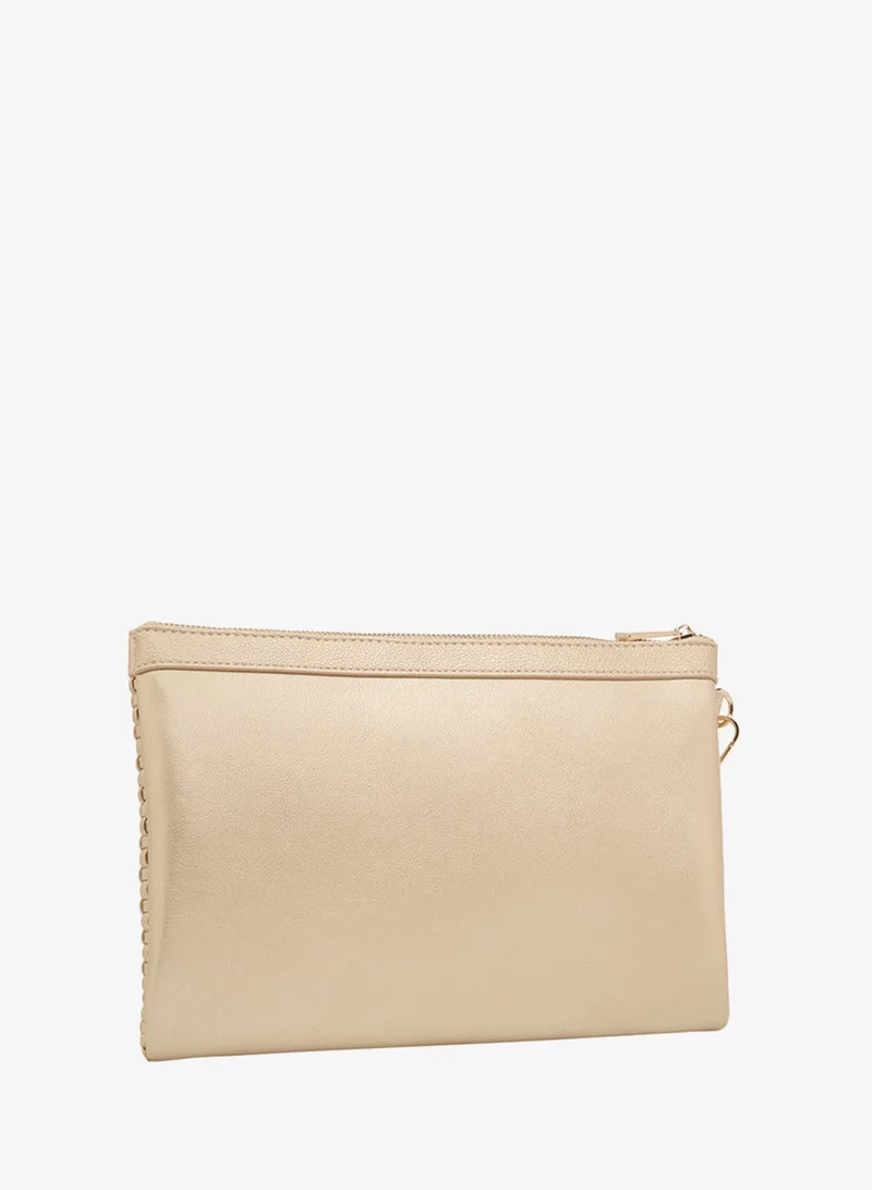 Flora Bella By Shoexpress GOLD Textured Pouch with Zip Closure for Women | Best Price UAE