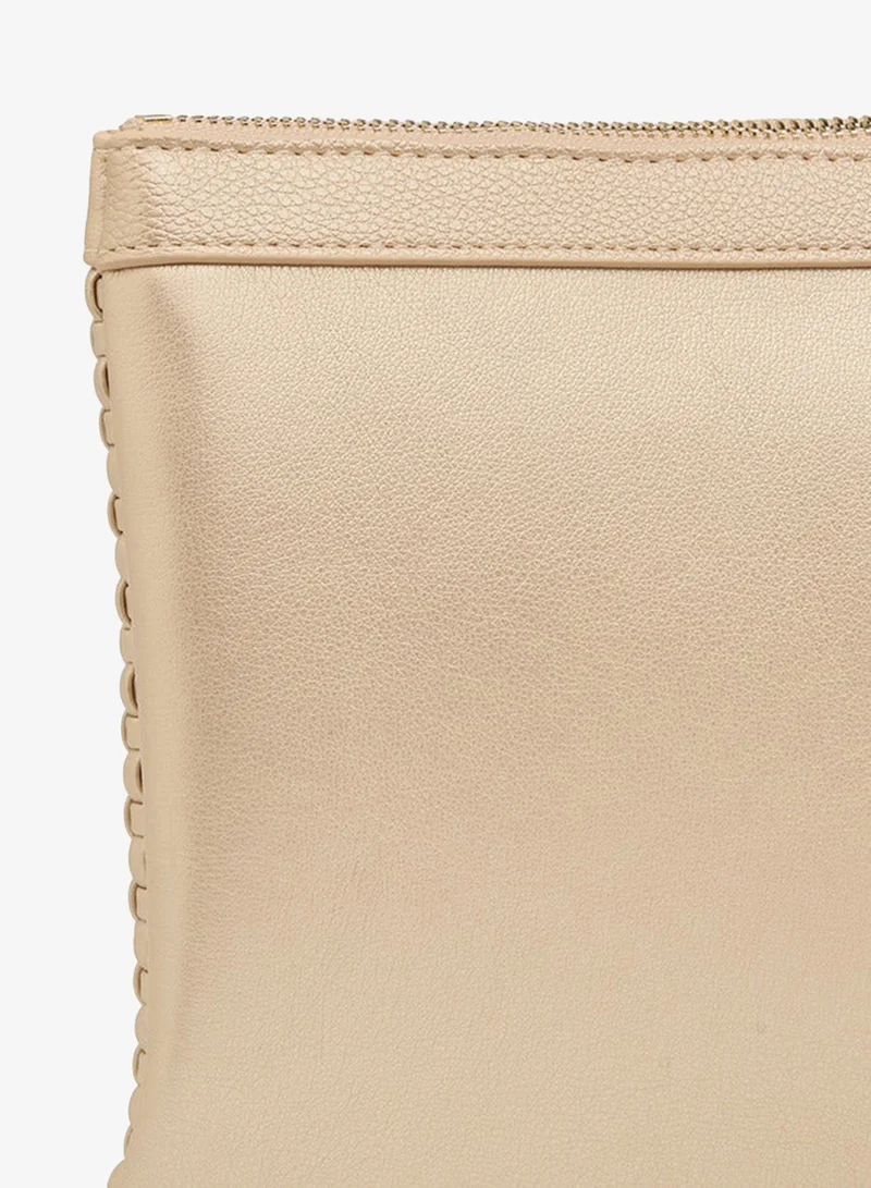 Flora Bella By Shoexpress GOLD Textured Pouch with Zip Closure for Women | Best Price UAE