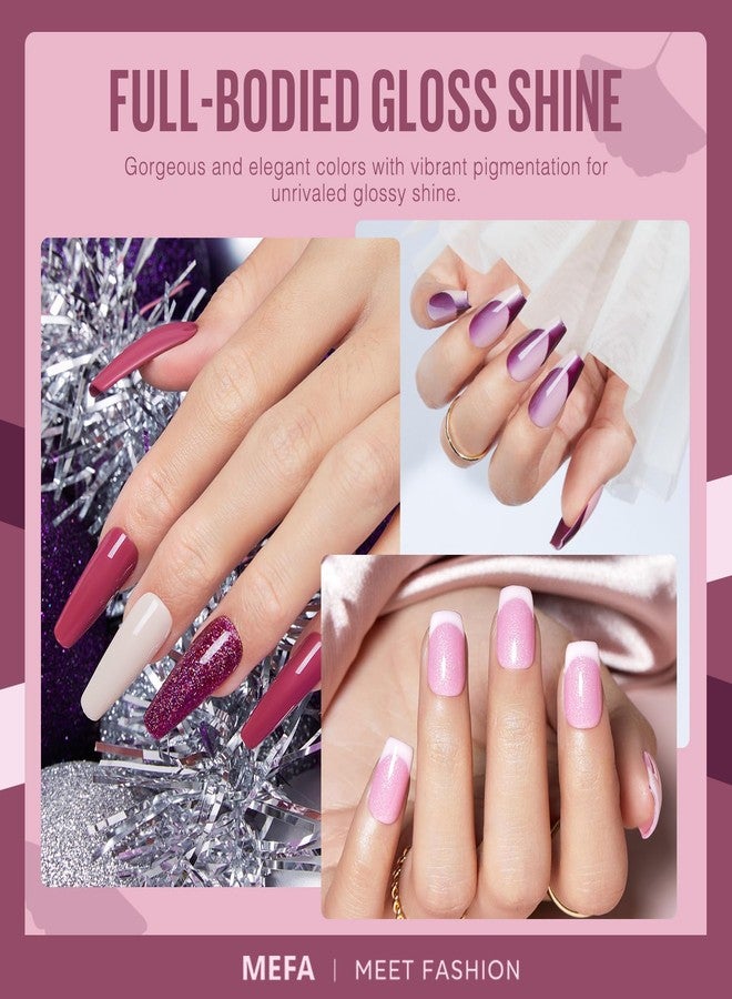 MEFA Gel Nail Polish Set, 12 Colors Purple Gel Polish Set Burgundy Red Nail Polish Soak Off Pink Nude Brown Nail Gifts for Women Girl DIY Salon Home Manicure - Image 3