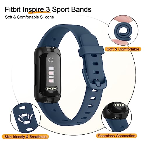 Tobfit Watch Strap Compatible with Inspire 3 (Watch Not Included), Removable Soft Belts for Fitbit Inspire 3 Wristband, Smartwatch Band for Men & Women (Deep Blue) - Image 3