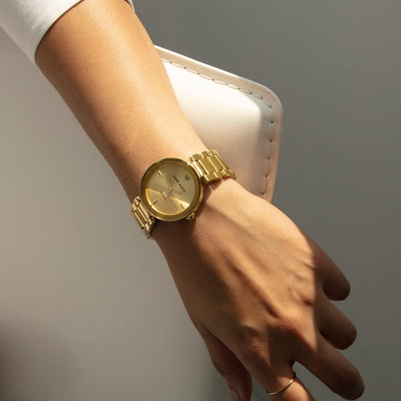 ANNE KLEIN ساعة آن كلاين النسائية بسوار من الألماس الأصلي باللون الذهبي - Image 4