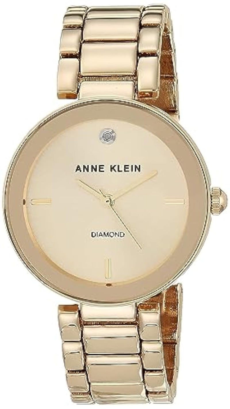 ANNE KLEIN ساعة آن كلاين النسائية بسوار من الألماس الأصلي باللون الذهبي - Image 1