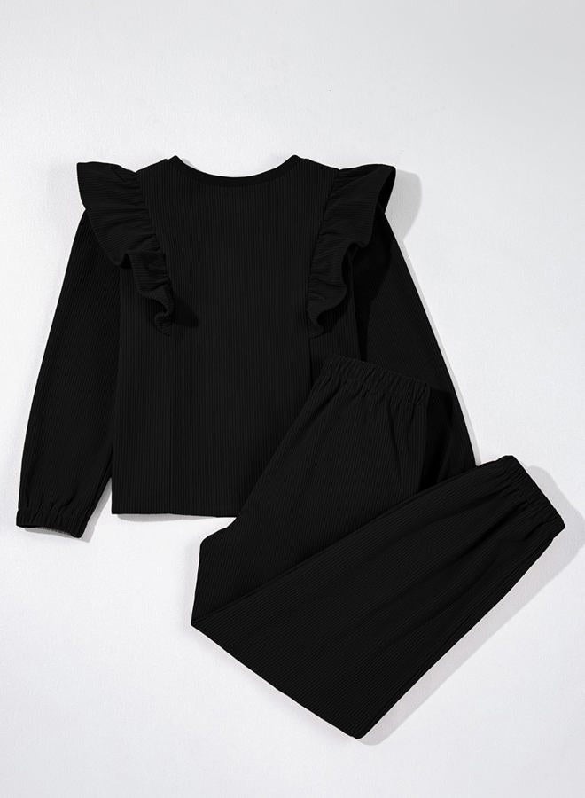 blibean Girls 2025 Fall Clothes Sets Kids Sweat Outfits Size 6-15 Years Old, A Black, 8-9 Years - Image 5