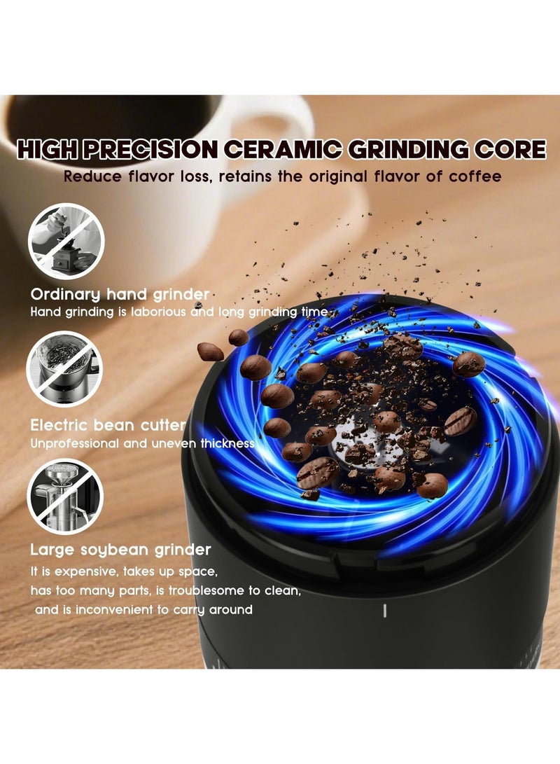 DOMUIK Upgraded Electric Burr Coffee Grinder,Coffee grinder.,Portable Coffee Grinder with Touch Screen,38 Multiple External Adjustable Grinding Settings,Electric coffee grinder With USB Cable and Brush (Black)  - Image 3