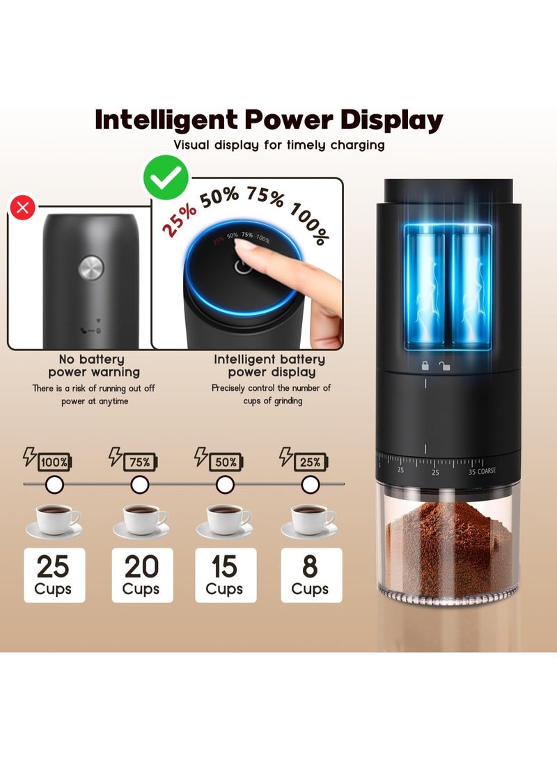 DOMUIK Upgraded Electric Burr Coffee Grinder,Coffee grinder.,Portable Coffee Grinder with Touch Screen,38 Multiple External Adjustable Grinding Settings,Electric coffee grinder With USB Cable and Brush (Black)  - Image 5