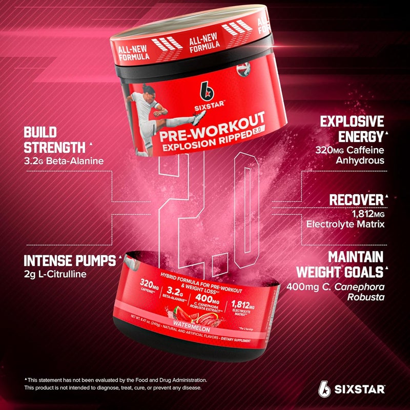 SIX STAR مكمل طاقة ما قبل التمرين سكس ستار إكسبلوزن بنكهة البطيخ 30 حصة - Image 3