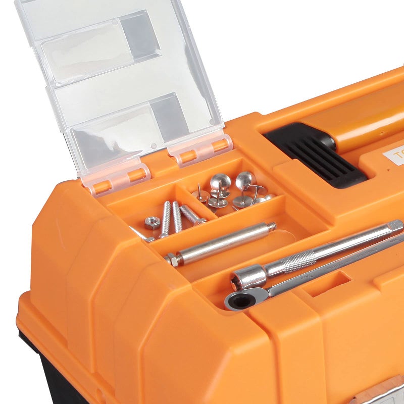 Torin 17-Inch Plastic Tool Box,3-Tiers Multi-Function Storage Portable Toolbox Organizer, Black/Orange ATRJH-3430T - Image 5