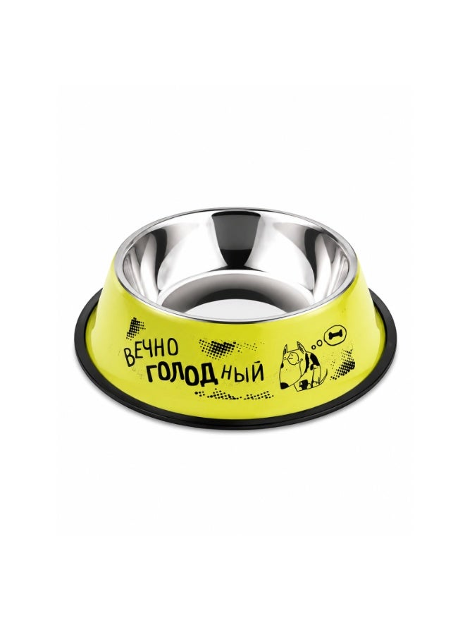 Non-Slip Stainless Steel Pet Bowl for Dogs and Cats - Durable Food and Water Feeding Dish with Rubber Base, Yellow (29.5cm Base) - Image 1