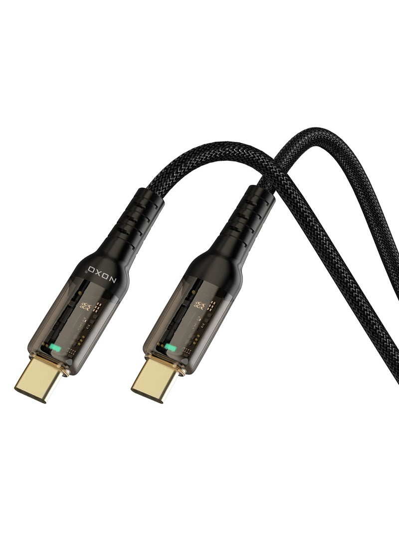 NOXO CN-3 USB-C to USB-C Cable – Fast Charging & Data Sync Cable (Nylon Braided, PD Compatible) - Black - Image 2