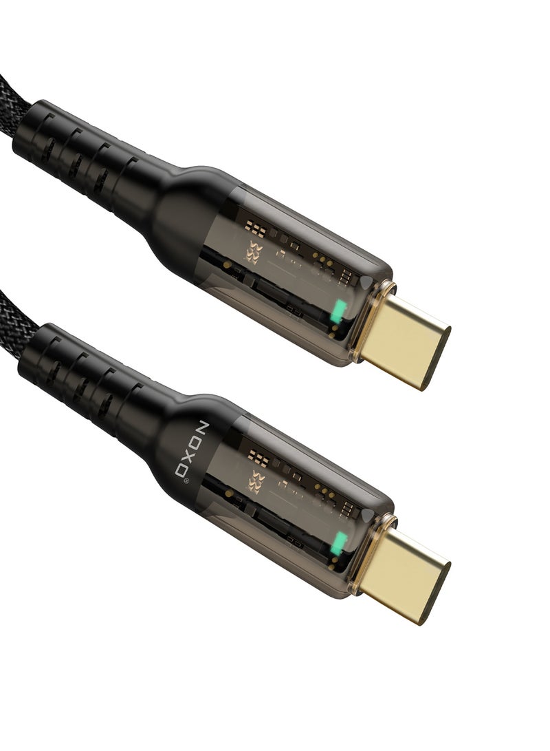 NOXO CN-3 USB-C to USB-C Cable – Fast Charging & Data Sync Cable (Nylon Braided, PD Compatible) - Black - Image 3