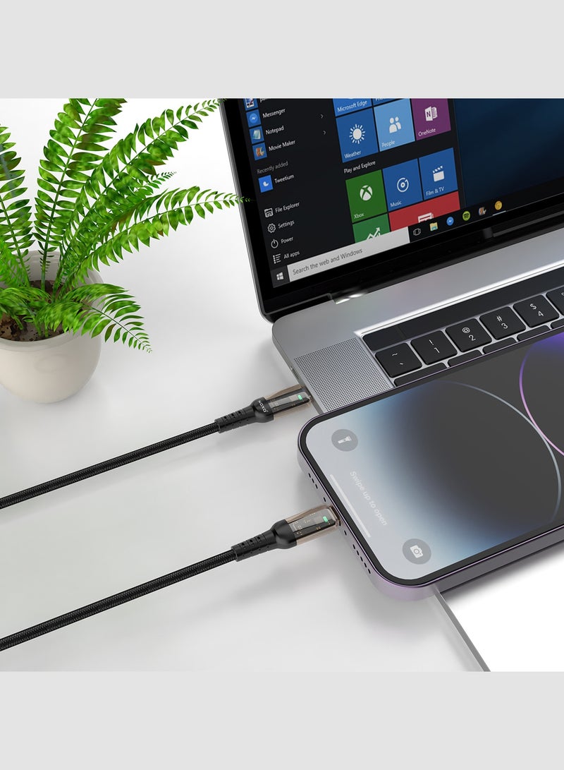 NOXO CN-3 USB-C to USB-C Cable – Fast Charging & Data Sync Cable (Nylon Braided, PD Compatible) - Black - Image 5