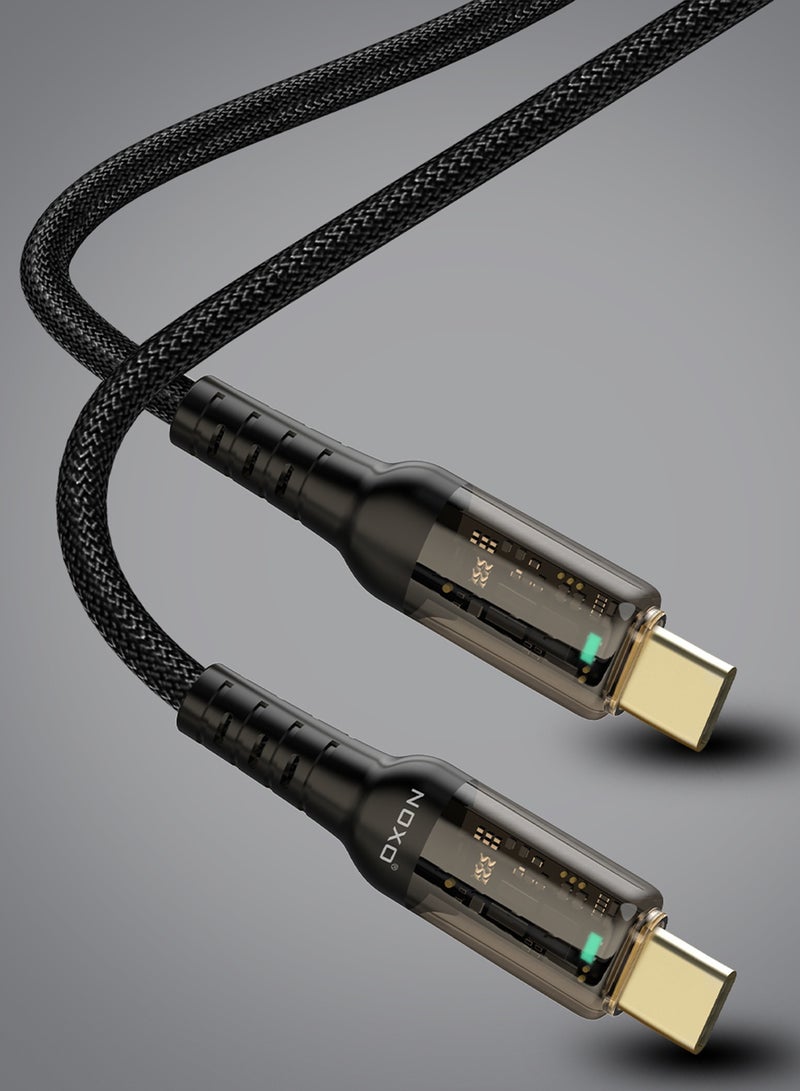 NOXO CN-3 USB-C to USB-C Cable – Fast Charging & Data Sync Cable (Nylon Braided, PD Compatible) - Black - Image 1