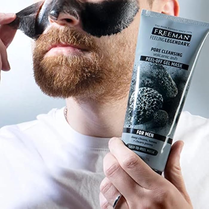 FREEMAN Pore Clearing Volcanic Ash Peel-Off Gel Facial Mask, Deep Cleansing, Removes Dirt From Pores, Not Over-Drying, Easy-to-use, For Men, 6 fl.oz./175 mL Tube - Image 5