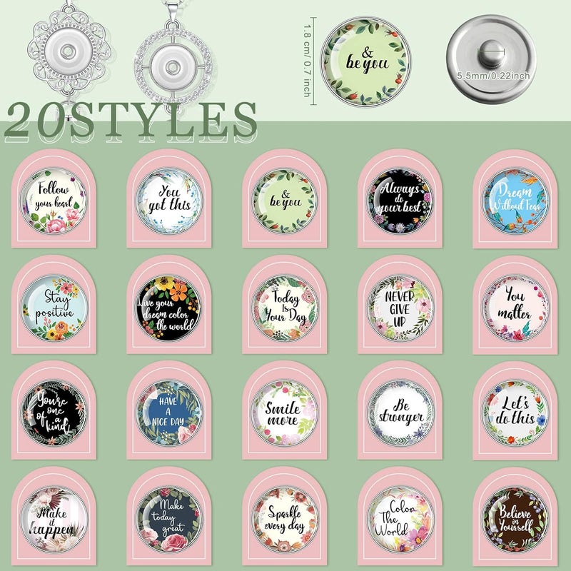 Woanger 2 Pieces Inspirational Lanyards for ID Badges for Women with 20 Styles Interchangeable Breakaway Snap Buttons Charms Pendent ID Holder Lanyard Necklace Badge Necklace for Women  - Image 3