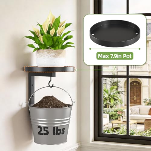 iDavosic.ly Wall Plant Holder Set of 2 for Outdoor with Drain Hole, Metal Hanger with 2 Hooks, Floating Flower Display Stand for Window, Space Saving & Easy to Assemble (Pots/Plants Not Included) - Image 5