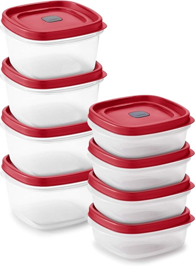 Tribello 16-Piece BPA-Free Plastic Food Storage Set, Red Vented Lids - Microwave, Dishwasher Safe: Perfect for Meal Prep, Leftovers, and Kitchen Organization